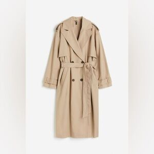 H&M Twill Trench Coat in Beige